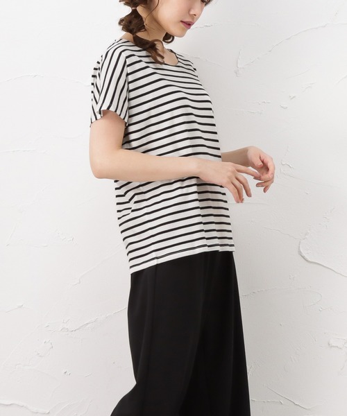 100% ORGANIC COTTON(100パーセントオーガニックコットン)の「ドルマンスリーブ 半袖Tシャツ(Tシャツ/カットソー・レディース・ブラック/カーキ/ホワイト/ベージュ/ブラウン・M/L)」の10枚目の写真