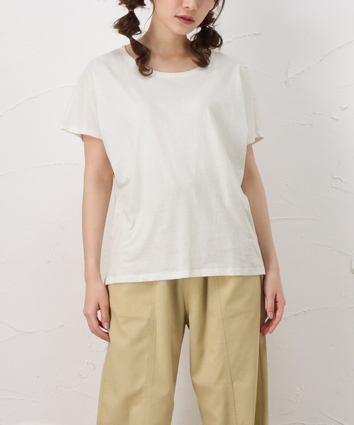 100% ORGANIC COTTON(100パーセントオーガニックコットン)の「ドルマンスリーブ 半袖Tシャツ(Tシャツ/カットソー・レディース・ブラック/カーキ/ホワイト/ベージュ/ブラウン・M/L)」の6枚目の写真