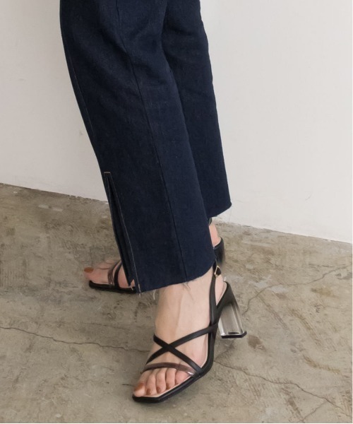 RANDA(ランダ)の「クリアヒールクロスベルトサンダル(サンダル・レディース・ブラック/オレンジ/アイボリー・LL/S/M/L)」の6枚目の写真