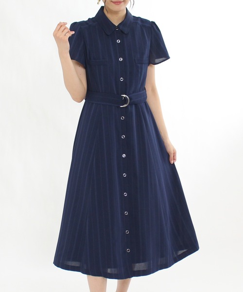 ワンピース ドレス ワンピースodier アストリアオディール のファッション シャドウストライプシャツワンピース ワンピース Astoria