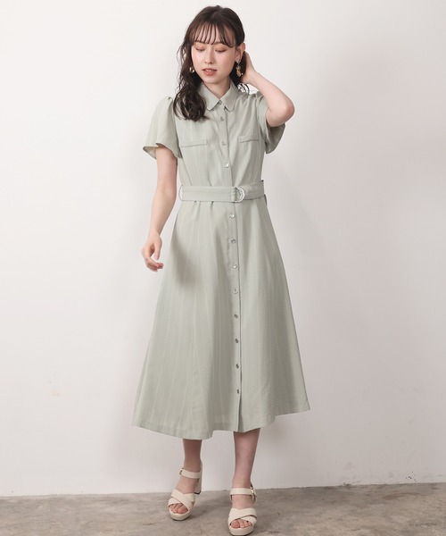 ワンピース ドレス ワンピースodier アストリアオディール のファッション シャドウストライプシャツワンピース ワンピース Astoria