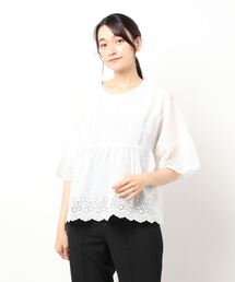 Samansa Mos2 | レース貼りスカラップブラウス(シャツ/ブラウス)