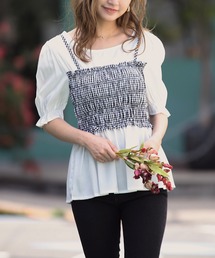 シャーリングビスチェドッキングブラウス