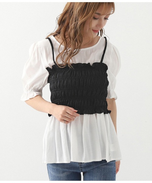 CHILLE（チル）の「シャーリングビスチェドッキングブラウス（シャツ/ブラウス・レディース・ブラック/その他・FREE）」の2枚目の写真