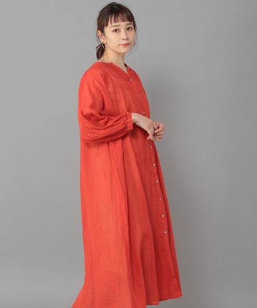 studio CLIP（スタディオクリップ）の「《Natural by studio CLIP》ラミーワッシャーワンピース（ワンピース・レディース・レッド/オフホワイト/ブラック・FREE）」の3枚目の写真