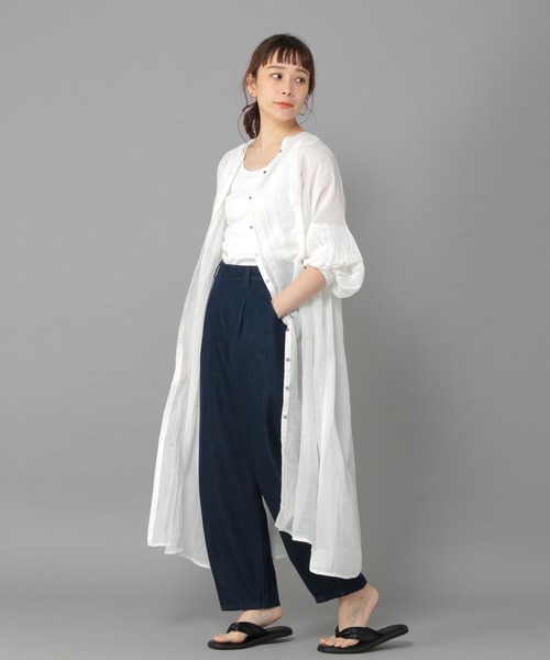 studio CLIP（スタディオクリップ）の「《Natural by studio CLIP》ラミーワッシャーワンピース（ワンピース・レディース・レッド/オフホワイト/ブラック・FREE）」の4枚目の写真