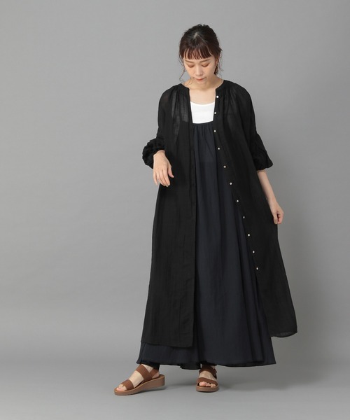 studio CLIP（スタディオクリップ）の「《Natural by studio CLIP》ラミーワッシャーワンピース（ワンピース・レディース・レッド/オフホワイト/ブラック・FREE）」の5枚目の写真