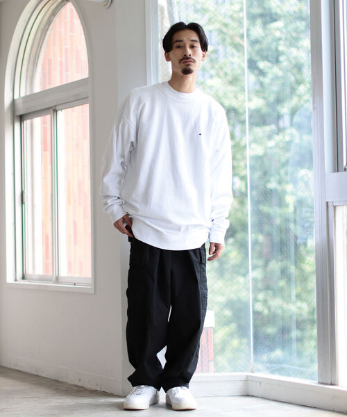 Champion（チャンピオン）の「Champion × BEAMS / 別注 Long Sleeve T-shirt（Tシャツ/カットソー・メンズ・ホワイト/ブラック/ネイビー・SMALL/MEDIUM/LARGE）」の4枚目の写真