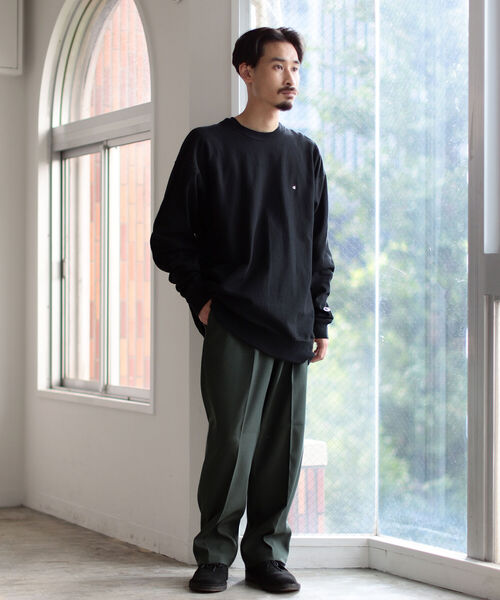 Champion（チャンピオン）の「Champion × BEAMS / 別注 Long Sleeve T-shirt（Tシャツ/カットソー・メンズ・ホワイト/ブラック/ネイビー・SMALL/MEDIUM/LARGE）」の7枚目の写真