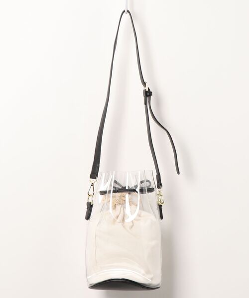 KOBE LETTUCE（コウベレタス）の「巾着付きクリアバッグ（ショルダーバッグ・レディース・ブラック/ブラウン・FREE）」の5枚目の写真
