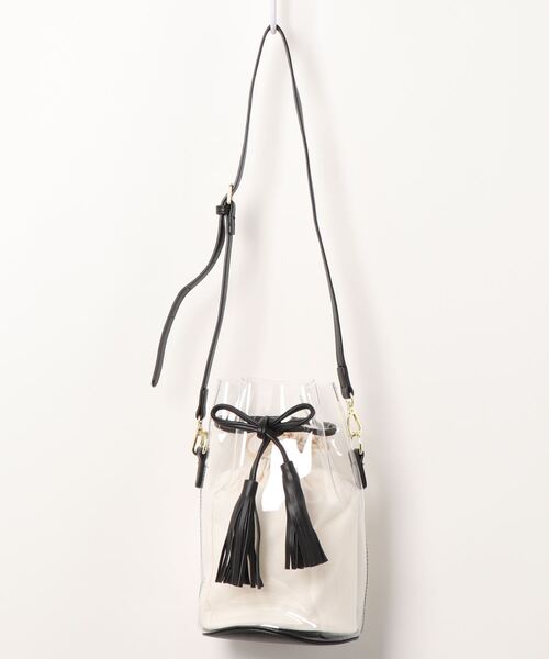 KOBE LETTUCE（コウベレタス）の「巾着付きクリアバッグ（ショルダーバッグ・レディース・ブラック/ブラウン・FREE）」の14枚目の写真