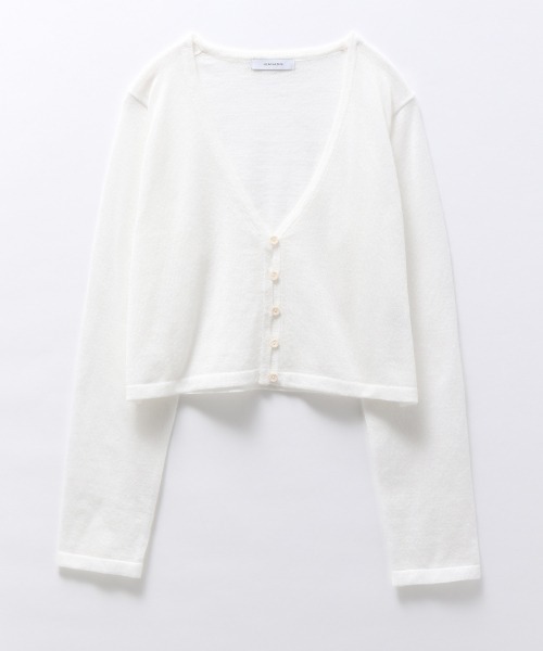 JEANASIS(ジーナシス)の「リネンテンジクシアーショートVカーディガン/959064(カーディガン/ボレロ・レディース・ホワイト/ブラック/ライトグリーン・FREE)」の2枚目の写真