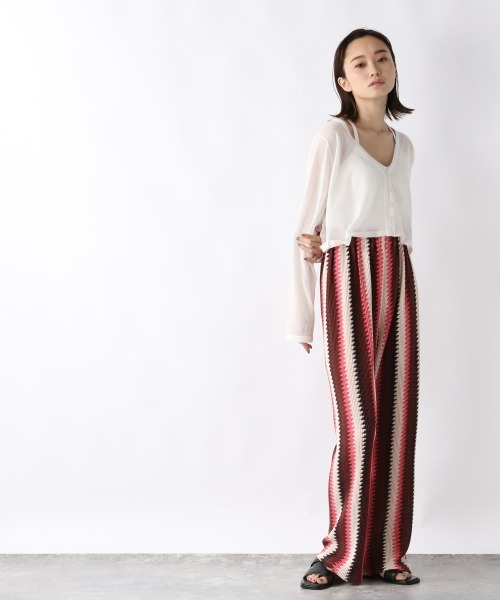 JEANASIS(ジーナシス)の「リネンテンジクシアーショートVカーディガン/959064(カーディガン/ボレロ・レディース・ホワイト/ブラック/ライトグリーン・FREE)」の4枚目の写真