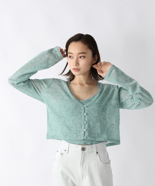 JEANASIS(ジーナシス)の「リネンテンジクシアーショートVカーディガン/959064(カーディガン/ボレロ・レディース・ホワイト/ブラック/ライトグリーン・FREE)」の10枚目の写真