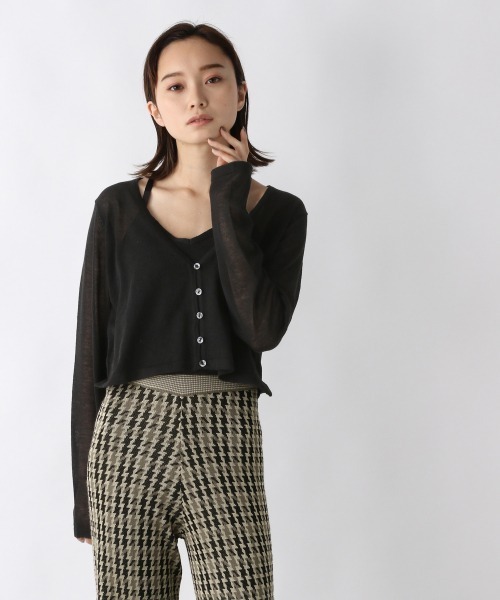 JEANASIS(ジーナシス)の「リネンテンジクシアーショートVカーディガン/959064(カーディガン/ボレロ・レディース・ホワイト/ブラック/ライトグリーン・FREE)」の8枚目の写真