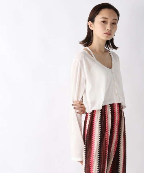 JEANASIS(ジーナシス)の「リネンテンジクシアーショートVカーディガン/959064(カーディガン/ボレロ・レディース・ホワイト/ブラック/ライトグリーン・FREE)」の6枚目の写真