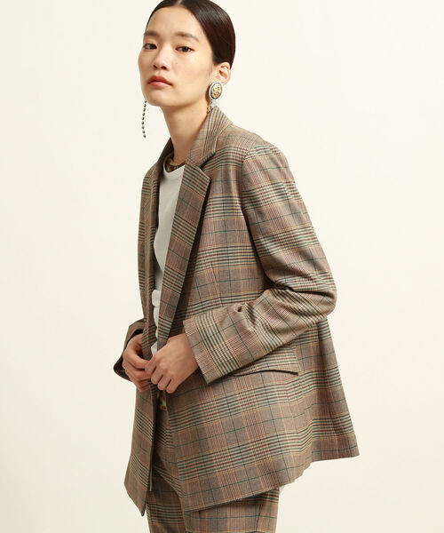 Ray BEAMS（レイビームス）の「Ray BEAMS / チェック 2ボタン ダブルジャケット（テーラードジャケット・レディース・ブラウン/グリーン・0/1）」の10枚目の写真