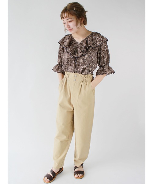 ehka sopo（エヘカソポ）の「デニムツイルアソートハイウエストパンツ（デニムパンツ・レディース・ブラック/ベージュ/ネイビー/キナリ・ﾌﾘ-）」の10枚目の写真