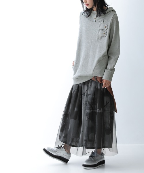 osharewalker（オシャレウォーカー）の「【廃盤】『アートプリントチュールスカート』（スカート・レディース・ブラック/ベージュ/グレイッシュブルー・FREE）」の8枚目の写真