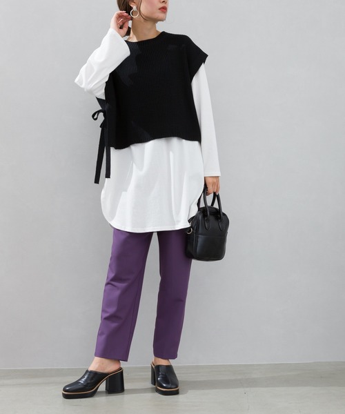 SpRay(スプレイ)の「サイドリボンショートベスト(ベスト・レディース・ブラック/ベージュ/グレー/グリーン・FREE)」の7枚目の写真