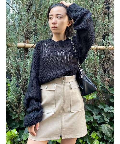 EVRIS（エヴリス）の「フロントジップクロコミニスカート（スカート・レディース・ブラック/ブルー/アイボリー・SMALL/MEDIUM）」の5枚目の写真