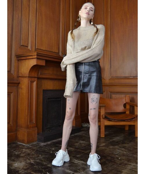 EVRIS（エヴリス）の「フロントジップクロコミニスカート（スカート・レディース・ブラック/ブルー/アイボリー・SMALL/MEDIUM）」の7枚目の写真