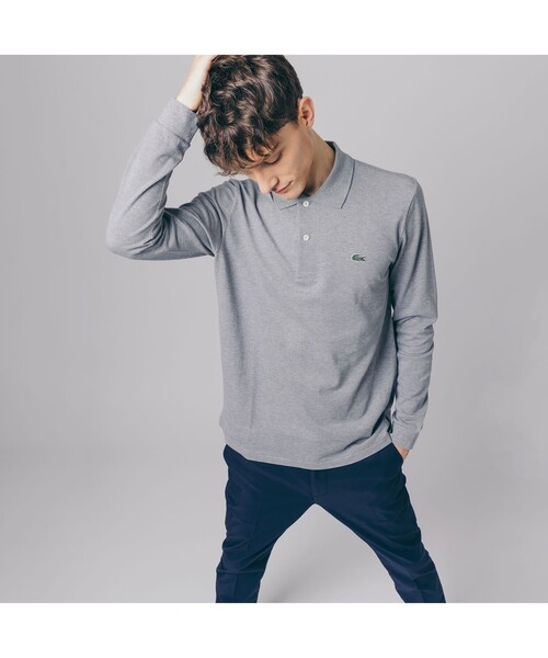 LACOSTE（ラコステ）の「長袖 リブ メランジカラ-ポロシャツ L1313 （杢・長袖)（ポロシャツ・メンズ・スカイブルー/ダークインディゴブルー/グレー/マルーン/ストーン/ブルーグレー/ダークグレー/スミクロ/杢グレー/インディゴブルー/ヘザーグレー/チャコール/ナチュラル/ダークグリーン/オリーブ/チョコ・3/4/5/7/6/2）」の6枚目の写真