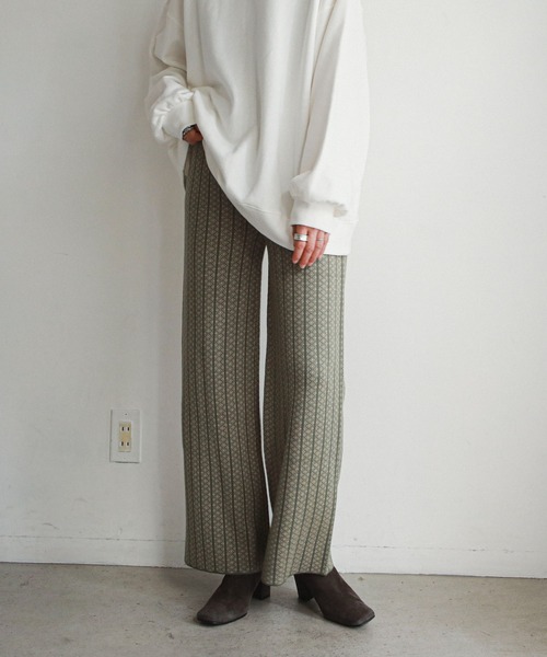 feepur（フェピュール）の「《ウォッシャブル》ストライプジャガードニットパンツ（その他パンツ・レディース・ブラック/ブラウン/グリーン・MEDIUM）」の3枚目の写真