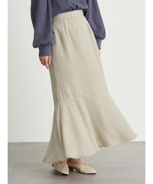 earth music&ecology（アースミュージックアンドエコロジー）の「花柄切り替えマーメイドスカート ＊（スカート・レディース・ブラック/ライトベージュ/グリーン・FREE）」の8枚目の写真