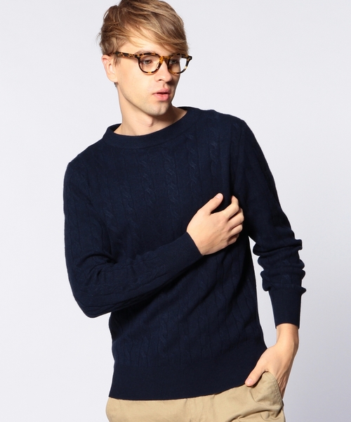 UNITED ARROWS（ユナイテッドアローズ）の「UAS カシミヤケーブル　ハイネックセーター◆（ニット/セーター・メンズ・ホワイト/ブラック/ピンク/オリーブ/コバルトブルー/ネイビー・X-LARGE/SMALL/LARGE/MEDIUM/X-SMALL）」の4枚目の写真