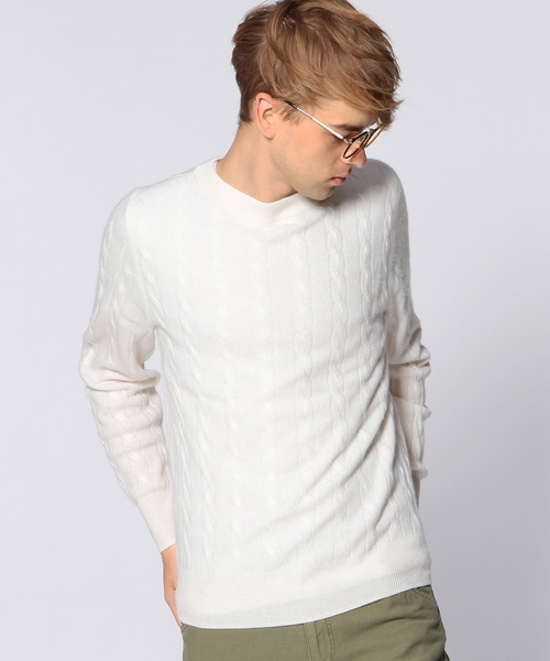 UNITED ARROWS（ユナイテッドアローズ）の「UAS カシミヤケーブル　ハイネックセーター◆（ニット/セーター・メンズ・ホワイト/ブラック/ピンク/オリーブ/コバルトブルー/ネイビー・X-LARGE/SMALL/LARGE/MEDIUM/X-SMALL）」の2枚目の写真