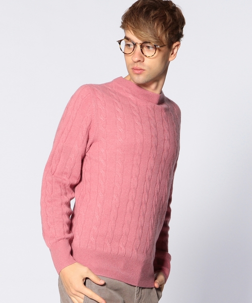 UNITED ARROWS（ユナイテッドアローズ）の「UAS カシミヤケーブル　ハイネックセーター◆（ニット/セーター・メンズ・ホワイト/ブラック/ピンク/オリーブ/コバルトブルー/ネイビー・X-LARGE/SMALL/LARGE/MEDIUM/X-SMALL）」の6枚目の写真