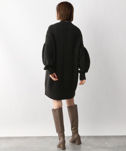 A part by(アパートバイ)の「5GAcWケーブルミニワンピース 237120(ワンピース・レディース・ブラック/アイボリー・FREE)」の4枚目の写真