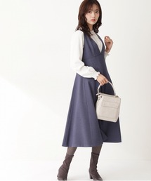 【美品】プロポーションボディドレッシング＊ツイードフレアワンピース セール 60%OFF】ツイードパイピングワンピース(505748009