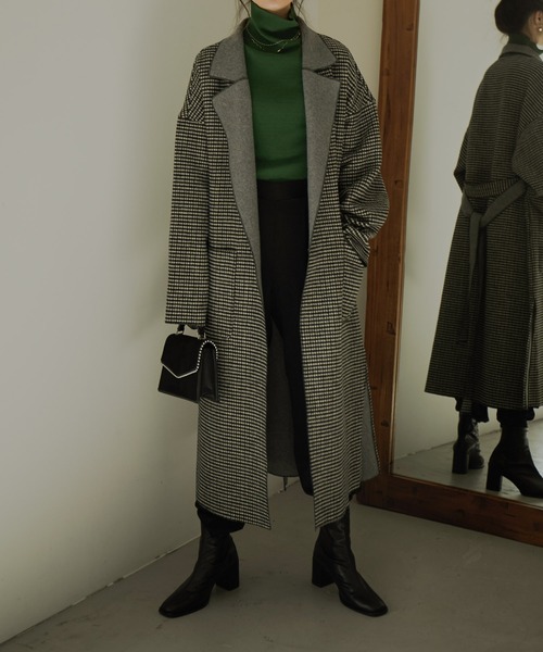 Fashion Letter(ファッションレター)の「チェック柄ロングチェスターコート(チェスターコート・レディース・ブラウン/ブラック・M/L)」の6枚目の写真