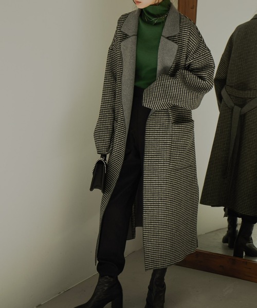 Fashion Letter(ファッションレター)の「チェック柄ロングチェスターコート(チェスターコート・レディース・ブラウン/ブラック・M/L)」の10枚目の写真
