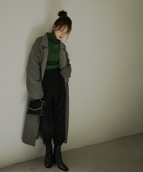 Fashion Letter(ファッションレター)の「チェック柄ロングチェスターコート(チェスターコート・レディース・ブラウン/ブラック・M/L)」の17枚目の写真