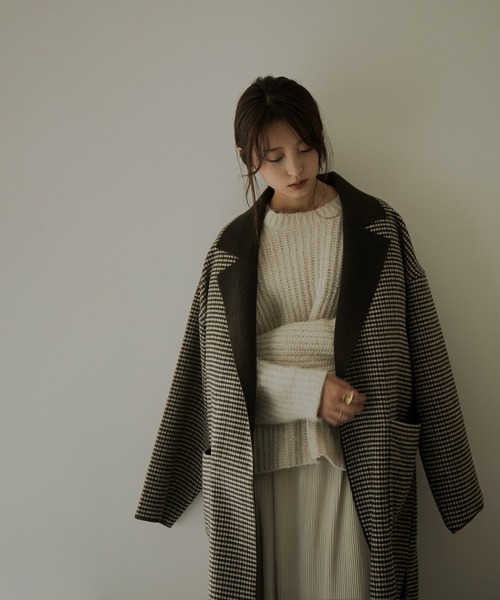 Fashion Letter(ファッションレター)の「チェック柄ロングチェスターコート(チェスターコート・レディース・ブラウン/ブラック・M/L)」の8枚目の写真