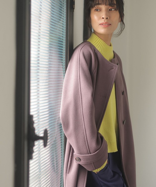 Green　Parks（グリーンパークス）の「圧縮風ミディコート＊（その他アウター・レディース・チャコールグレー/ブラック/ベージュ/パープル/グリーン・FREE）」の5枚目の写真