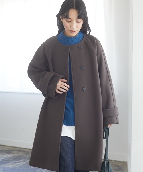 Green　Parks（グリーンパークス）の「圧縮風ミディコート＊（その他アウター・レディース・チャコールグレー/ブラック/ベージュ/パープル/グリーン・FREE）」の4枚目の写真