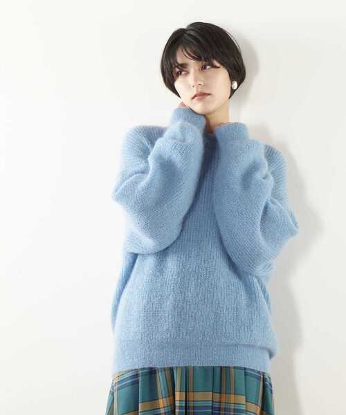 Tiara(ティアラ)の「片畔モヘアカラーニット(ニット/セーター・レディース・ラベンダー/サックスブルー/イエロー・FREE)」の2枚目の写真