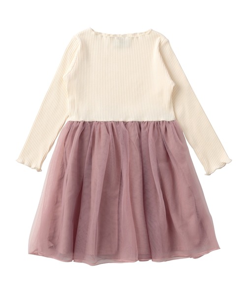 D.fesense(ディーフェセンス)の「リブチュールワンピース(スカート・キッズ・ピンク/ミント・110cm/100cm)」の2枚目の写真