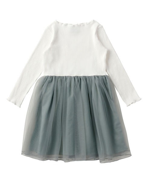 D.fesense(ディーフェセンス)の「リブチュールワンピース(スカート・キッズ・ピンク/ミント・110cm/100cm)」の1枚目の写真