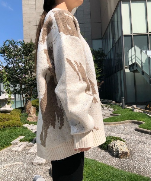 A4A(エーフォーエー)の「A4A/エーフォーエー/ペイントニット(ニット/セーター・レディース・ブラック/ベージュ・FREE)」の9枚目の写真