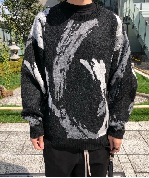 A4A(エーフォーエー)の「A4A/エーフォーエー/ペイントニット(ニット/セーター・レディース・ブラック/ベージュ・FREE)」の8枚目の写真