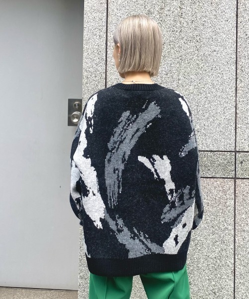 A4A(エーフォーエー)の「A4A/エーフォーエー/ペイントニット(ニット/セーター・レディース・ブラック/ベージュ・FREE)」の5枚目の写真