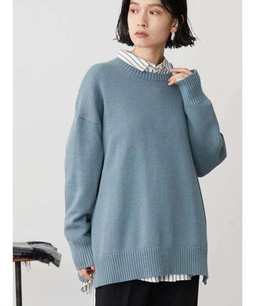 AMERICAN HOLIC（アメリカンホリック）の「サイドスリットクルーネックニットプルオーバー（ニット/セーター・レディース・ブルー/アイボリー/チャコールグレー・M/L）」の10枚目の写真