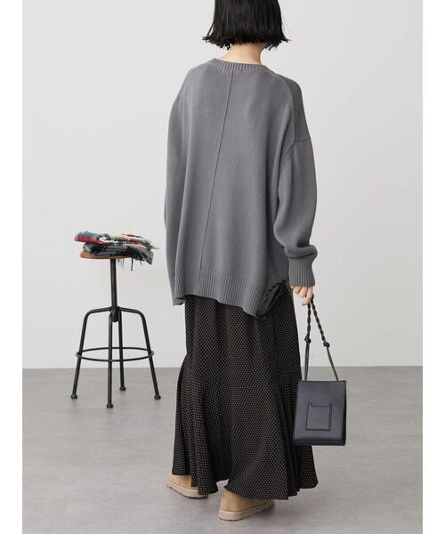 サイドスリットクルーネックニットプルオーバー（ニット/セーター