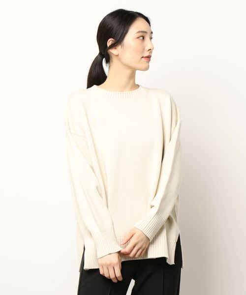 AMERICAN HOLIC（アメリカンホリック）の「サイドスリットクルーネックニットプルオーバー（ニット/セーター・レディース・ブルー/アイボリー/チャコールグレー・M/L）」の4枚目の写真