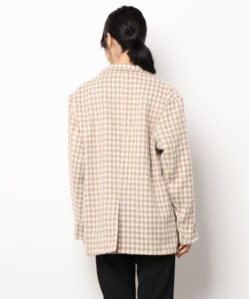 MADEMOISELLE ROPE'（マドモアゼル ロペ）の「【SANSE SANSE】オーバーサイズチェックジャケット（テーラードジャケット・レディース・ベージュ・FREE）」の4枚目の写真